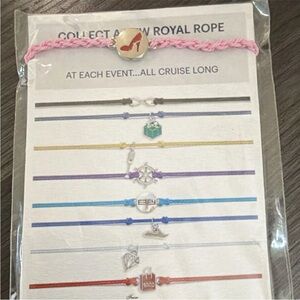 Royal Caribbean Collectible Pink Rope Bracelet with Red Shoe Charm